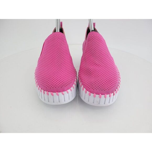 Ilse Jacobsen Tulip Platform Flat Sz 41 11 Slip On Hot Pink perforated Shoes - Picture 2 of 10
